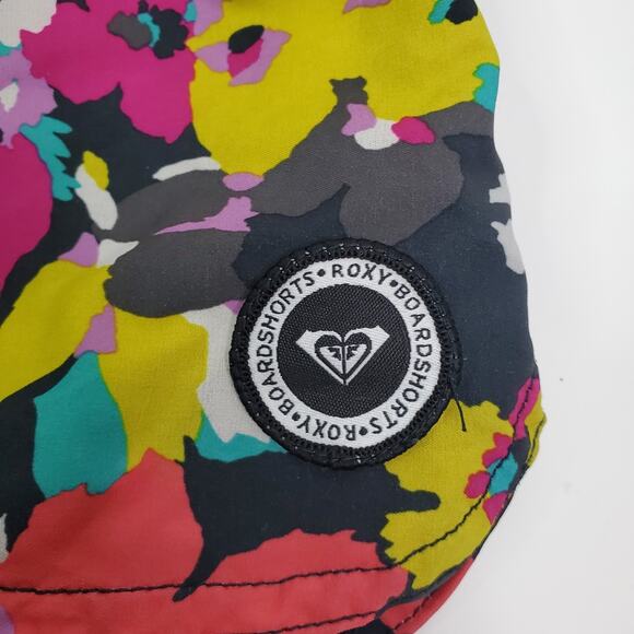 Roxy Womens Mini Swim Shorts Medium Black Multicolor Floral Print Drawstring - Picture 4 of 11